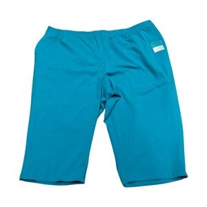 Catherines Suprema Cotton Turqiouse Blue Capri Pants Stretch Size 3XP New